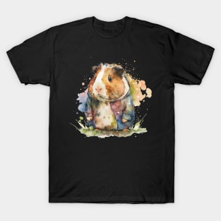 Guinea Pig Lovers watercolor wearing jacket T-Shirt